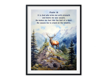 He makes my feet like the feet of a deer (Psalm 18) Digital download printable art